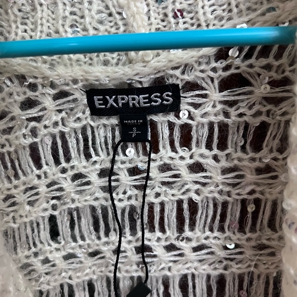 NWOT EXPRESS white sequin cardigan size small - Picture 2 of 5